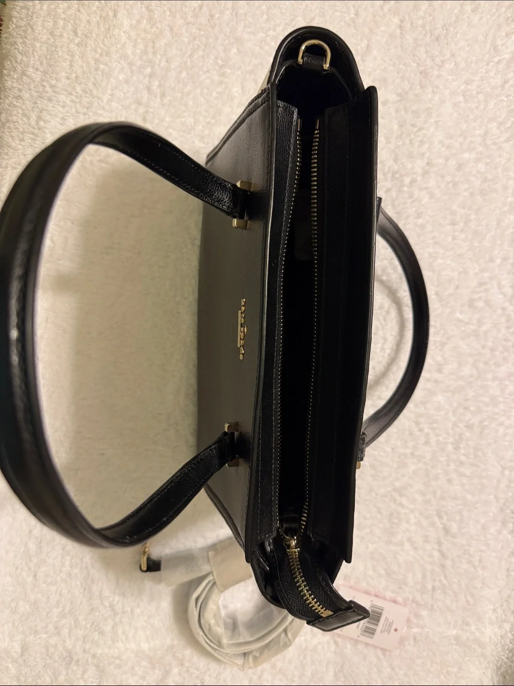 kate spade Black and Cream Leather Structured Tote with Double Handles